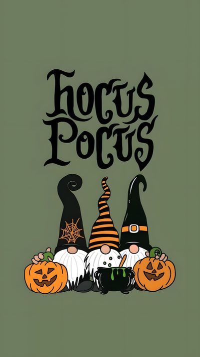 two witches sitting next to each other in front of a green background with the words hocps Halloween Gnome Ideas Halloween, Halloween Backgrounds, Gnome, Autumn Phone, dim gray