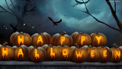 halloween pumpkins with the words happy halloween carved into them Halloween 2018 4k Happy Halloween Facebook Cover Photos, Halloween Gif Pc, Cool Halloween Covers For Facebook, dark slate gray