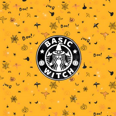 the starbucks logo on an orange background with stars and boo boo boo boo boo boo boo boo Halloween Starbucks Starbucks Themed Phone Background, Halloween Backgrounds, Halloween, goldenrod