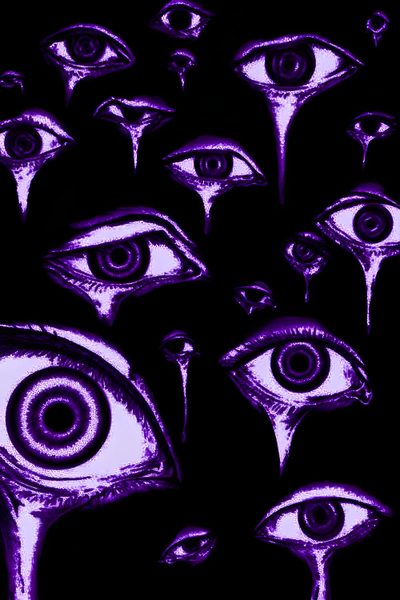 an image of some strange looking eyes in purple and black colors on a black background Purple Purple Edgy Aesthetic Halloween Purple Aesthetic Background, Nghệ Thuật Kinh Dị, Dark Purple, black