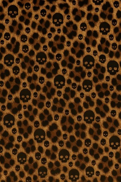 an animal print with skulls on it Halloween Leopard Print Halloween Cheetah Print, Grunge Cheetah Print Background Png, Punk Leopard Print, saddle brown