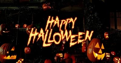 halloween pumpkins and jack - o'- lanterns with the words happy halloween written on them Happy Halloween Spirit Halloween Happy Halloween Gif, Halloween Tumblr, Happy Halloween Pictures, black