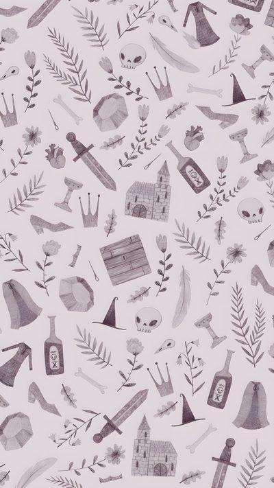 an image of a pattern with various things on it Halloween Magic Potions Light Greysmall Witch Pattern Background, Witch Fantasy Pattern Design, Witch Pattern Design, gainsboro