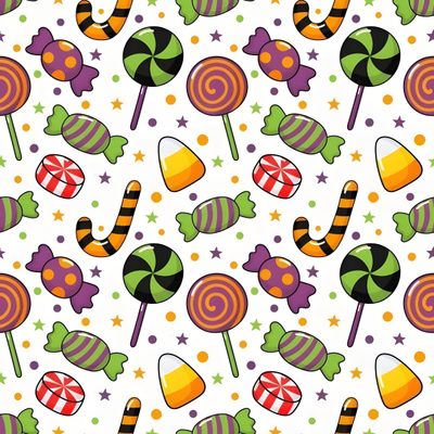 colorful candy lollipops and stars on a white background seamless pattern photo Halloween Candy For Walls Halloween Pattern With Sweets, Halloween Candy Pattern, Colorful Halloween Sweets Pattern, white smoke