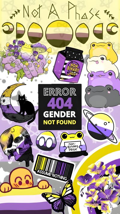 nonbinary @CreatedByFrankenstein #nonbinary #nonbinarypride Aesthetic Wallpaper For Phones, Gender Fluid Art Design, Non-binary Pride Celebration Ideas, Non-binary Pride Collage, Purple And Yellow Aesthetic, Cute Nonbinary Wallpaper, Masc Nonbinary Flag, Non Binary Core, Non Binary Therian Nonbinary Halloween Aesthetic For Phones, Gender Fluid Art Design, Non-binary Pride Celebration Ideas, silver