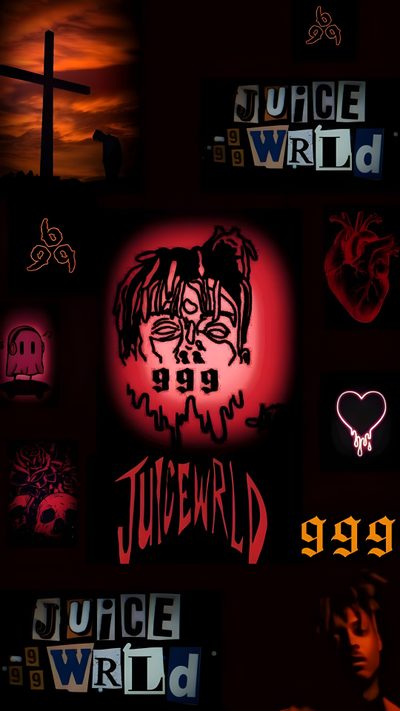 various neon signs are shown in the dark Halloween Juice Wrld Juice Wrld 4k 999, Iphone Cave Juice Wrld 999, Juice Wrld 999, black