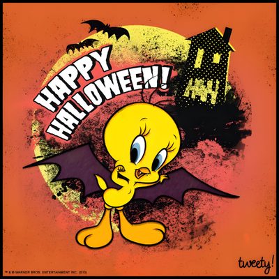 an image of a cartoon character with the words happy halloween Tweety Bird Halloween Tweety Bird Pumpkin, Tweety Bird Halloween, Baby Looney Tunes Halloween, chocolate