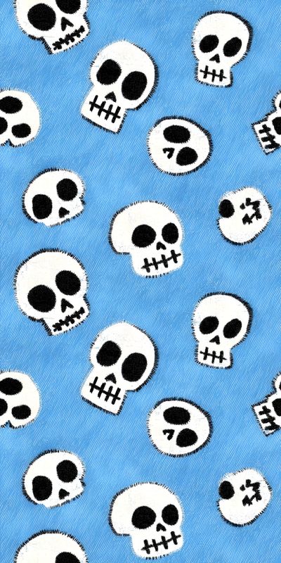 a blue background with black and white skulls on it Blue Cute Halloween Whats, Mlg, Iphone Kawaii, Hippie, Fondos De Pantalla Hd Para Iphone,