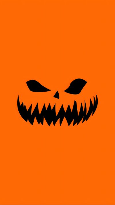 an orange background with a black and white pumpkin face Halloween Watch Face Halloween/fall Phone Background, Halloween Face, Pumpkin Face, orange red