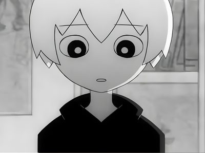 an animated image of a person with short hair and big eyes looking at the camera Missing Halloween Nick Missing Halloween, Fuchi Sunao Anime, Fuchi Sunao Cat, Missing Halloween, dark gray