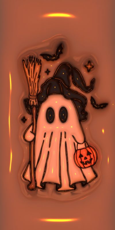 a halloween scene with a ghost holding a broom 3d Iphone Halloween 3d Iphone Halloween, 3d Halloween, Classy, Halloween Iphone Backgrounds, 3d Iphone, sienna