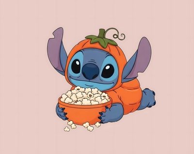 a cartoon character eating popcorn from a bowl Stitch Halloween Laptop Thanksgiving Stitch Drawings, Stitch Drawing, Stitch Disney, Drawings, light gray