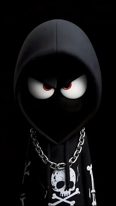 a cartoon character wearing a hoodie with red eyes and a skull on it's chest Live Iphone Halloween Cool Live, Cool Lock Screen, Cool Lock Screens, Edge, Home Screen Hd, Screen Hd, black
