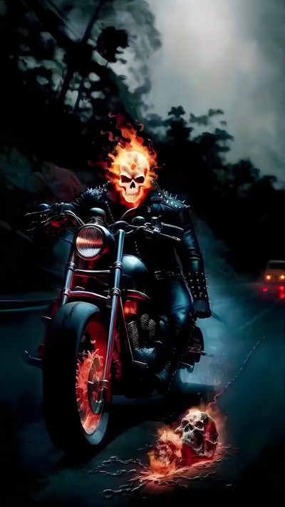 a man riding on the back of a motorcycle with flames coming out of his face Halloween Motorcycle Halloween Skulls, Ghost Riders, Watch Faces Marvel, Cowboy Ghost Rider, black