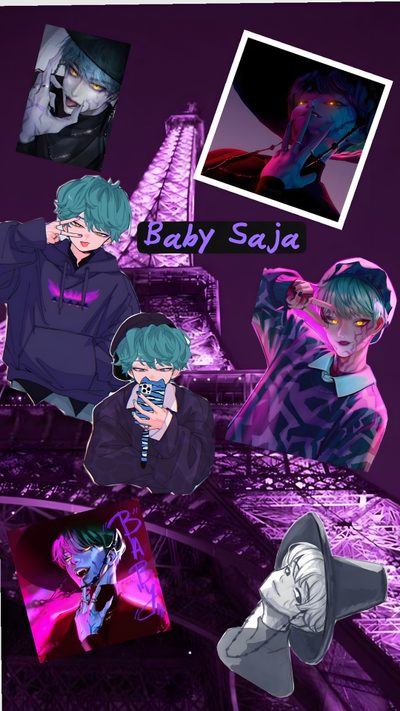 an image of some people in front of the eiffel tower with purple lighting Baby Saja Halloween Baby Saja Demon, Mystery Saja And Baby Saja, Saja Boys Baby Saja Full Body, midnight blue