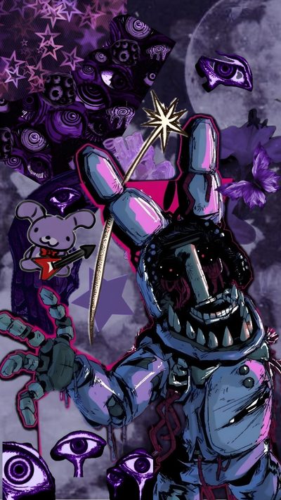 an image of a cartoon character holding up a star in front of purple and black background Fnaf Halloween Punk, Pokemon Original, Emo, Fnaf, Animatronic Fnaf, Indie Horror, dark slate gray
