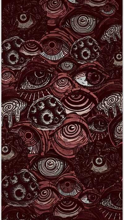 an abstract painting with red and black colors Halloween Eyeballs Red-01 Phone Color, Disturbing, Interesting Backgrounds, Meat Core, Phone Horror, black
