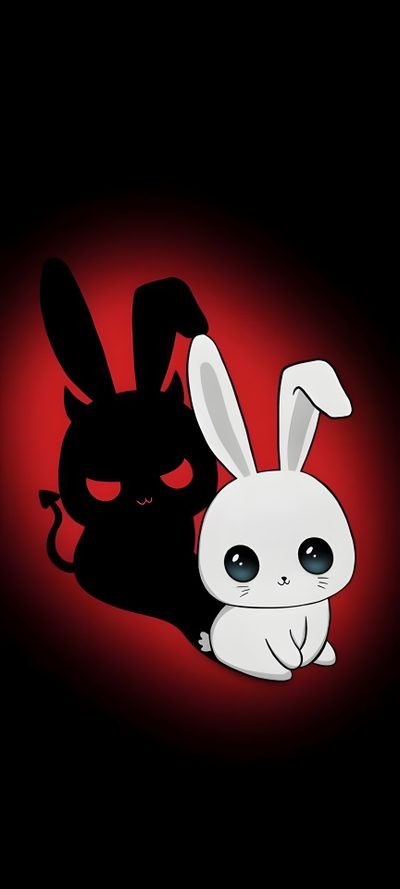 an image of a rabbit and a cat on a black background with red light behind it Halloween Bunny Hd Cute Demon Bunny, Devil Rabbit, Bunny Skull, Evil Bunny, Scary Bunny, Emo Bunny, black