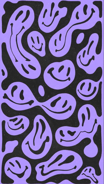 a purple and black abstract painting with swirls Halloween Smiles Lavender Bmp Images, Trippy Pattern, Purple Retro Smiley Art,
