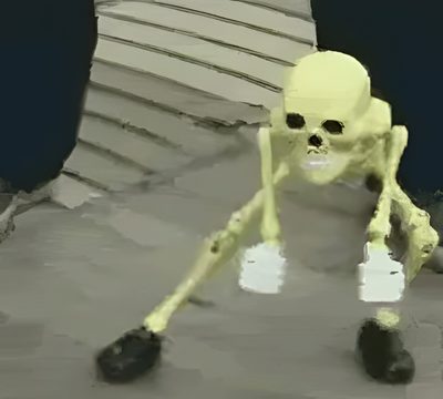 an alien is standing on one leg and wearing black shoes, while another person stands behind him Funny Halloween Gif Laughing Skeleton Gif, Shocked Skeleton Gif, Memes De Halloween, Skeleton Emoji Gif, gray