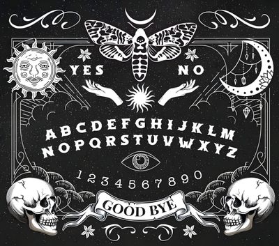 an old fashioned alphabet with skulls and moths Halloween Ouija Planchette Spirit Board Background, Ouji Board, Ouji Board Drawing, black