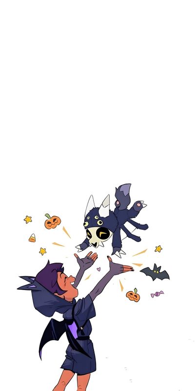 a drawing of a witch and her cat flying through the air with bats coming out of their mouths The Owl House Halloween The Owl House Halloween, The Owl House Fanart, The Owl House Background, snow