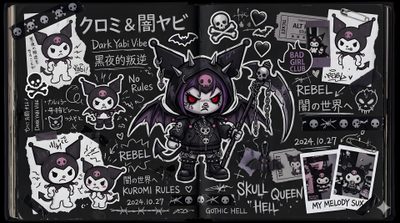 Y2k Wallpaper, Girls Club, Kuromi Wallpaper Animated, 10 Things, Collage Chromebook Kuromi Halloween Y2k, Girls Club, Kuromi Animated, 10 Things, Collage, black