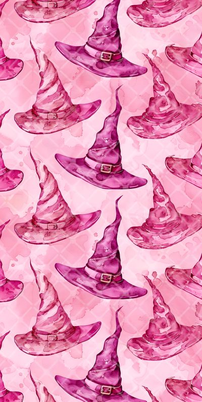 a pink and purple background with many hats on top of each other, all in different colors Halloween Plaid Pink Custom Pink Background Halloween, Pink Autumn Pumpkin Pattern, Bat Pattern On Pink Gradient,
