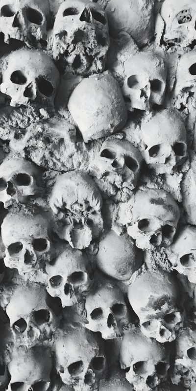 a bunch of skulls that are stacked on top of each other Halloween Thorny Skulls Warm Gray Abstract Artwork, Pokemon, Skulls Texture, Pokémon,