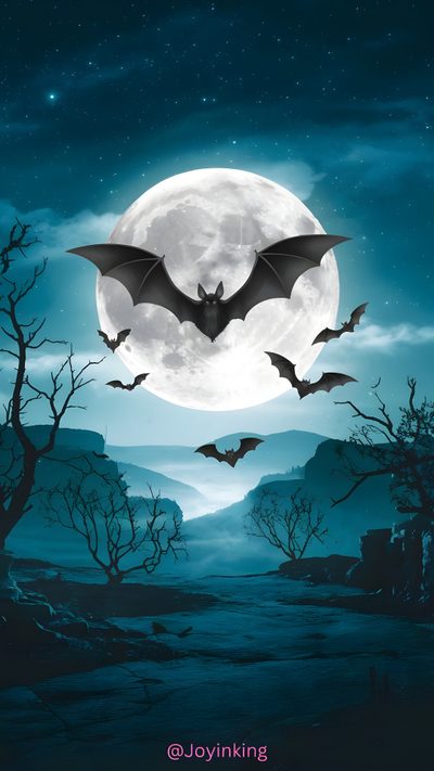 bats flying in front of a full moon Halloween Bat Happy Halloween Pictures, Halloween Puns, Halloween Jokes, Halloween Facts, dark slate gray