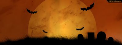 a cemetery with bats flying over it at night Halloween Fb Purple Cemetery Halloween Background Banner, Halloween Slideshow, Halloween Gif Pc, saddle brown