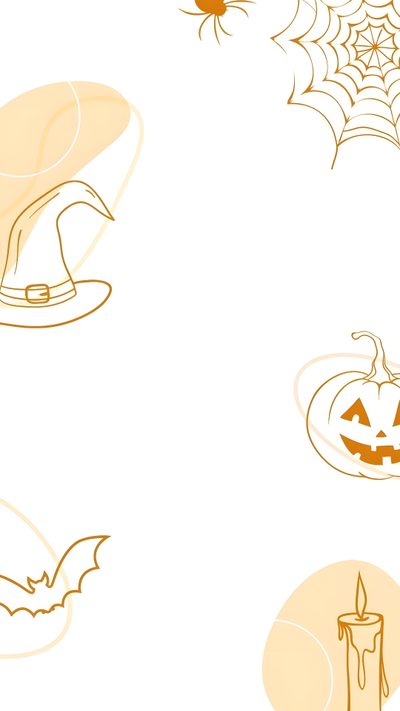 an orange halloween background with pumpkins, spider web and candlesticks on it Subtle Halloween Spooky Story Background Ideas, Fall Story Backgrounds, Halloween Story Background, white