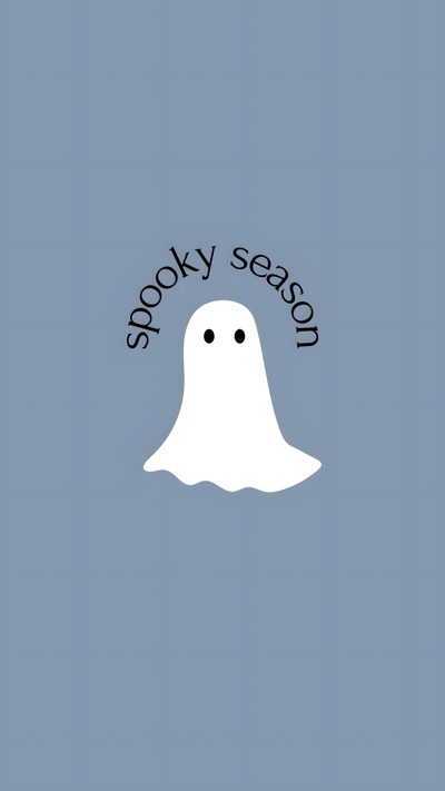 a ghost with the words spooky season on it Aesthetic Cute Halloween Blue Spooky Season Background, Aesthetic Cute Halloween Blue, Cute Light Blue Halloween, light slate gray