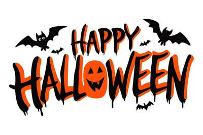 the words happy halloween written in black and orange with bats on it's side That Says Happy Halloween Happy Halloween Letras, Happy Halloween Writing, Halloween Lettering, white