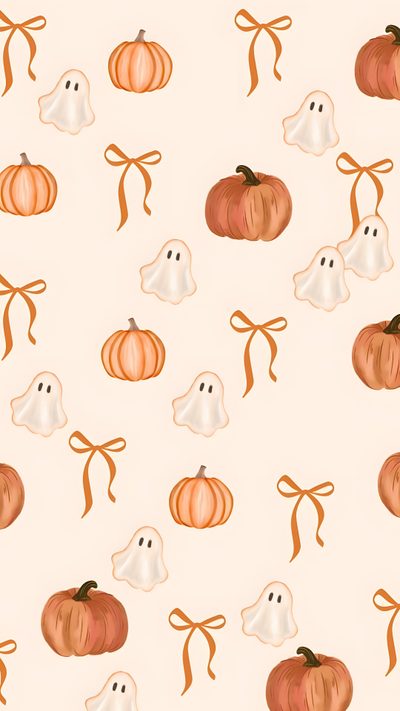 a white background with pumpkins and ghost faces Preppy Fall/halloween Cute Aesthetic Halloween, Fall Backround Aestetic, Background Aesthetic Halloween, linen