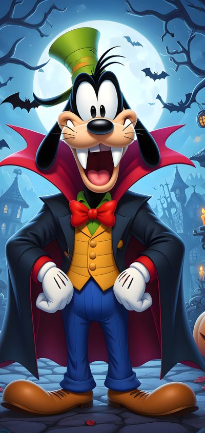 mickey mouse dressed up as dracula for halloween Disney Characters Halloween Goofy Halloween, Goofy Dracula, Mickey Mouse Halloween Iphone, dark slate gray