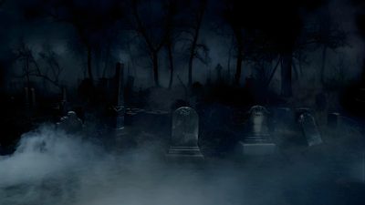an image of a cemetery at night with fog coming from the ground and tombstones in the foreground Long Live Halloween Area Image, Flood, Haunting House, Graveyard Background 4k, Graveyard Background Hd, black