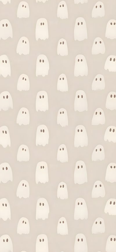 a wallpaper with white ghost faces on it Subtle Halloween Fall Cute Iphone, Fall Aesthetic Lockscreen Iphone, Cute Iphone Fall, light gray
