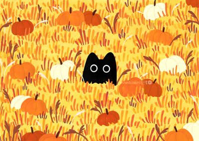 a black cat sitting in the middle of a field full of pumpkins Halloween Patch Desktop Fall, Orange Aesthetic Laptop, Ipad Background Fall, sandy brown