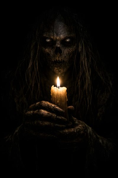 a creepy looking person holding a lit candle in their hands with the darkness behind them Scary Creepy Halloween Art Funny Good Night Pictures, Halloween Captions, Clown Tattoo, Horror Artwork, black